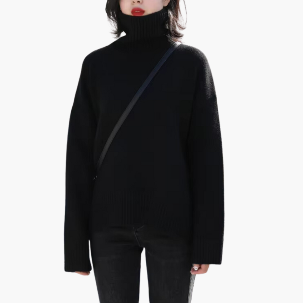 Maglione a collo alto a coste da donna