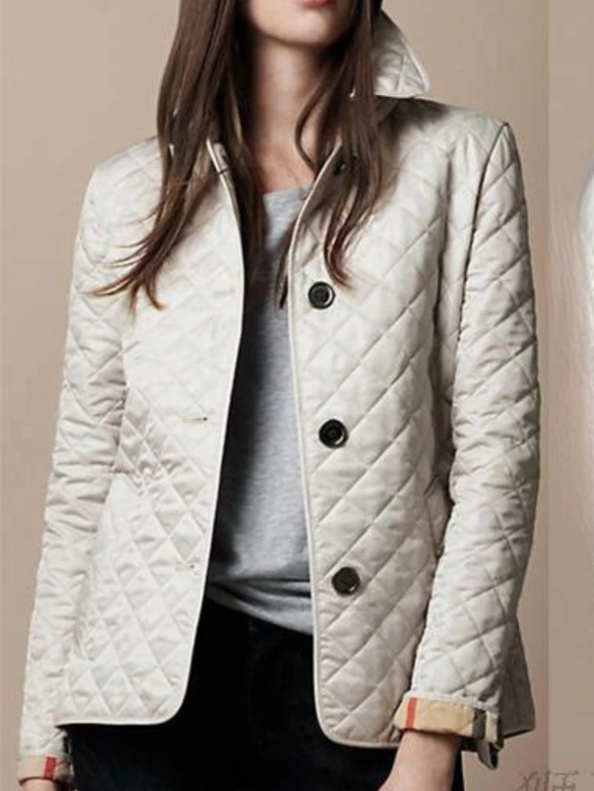 Giacca trapuntata casual con collo a revers da donna