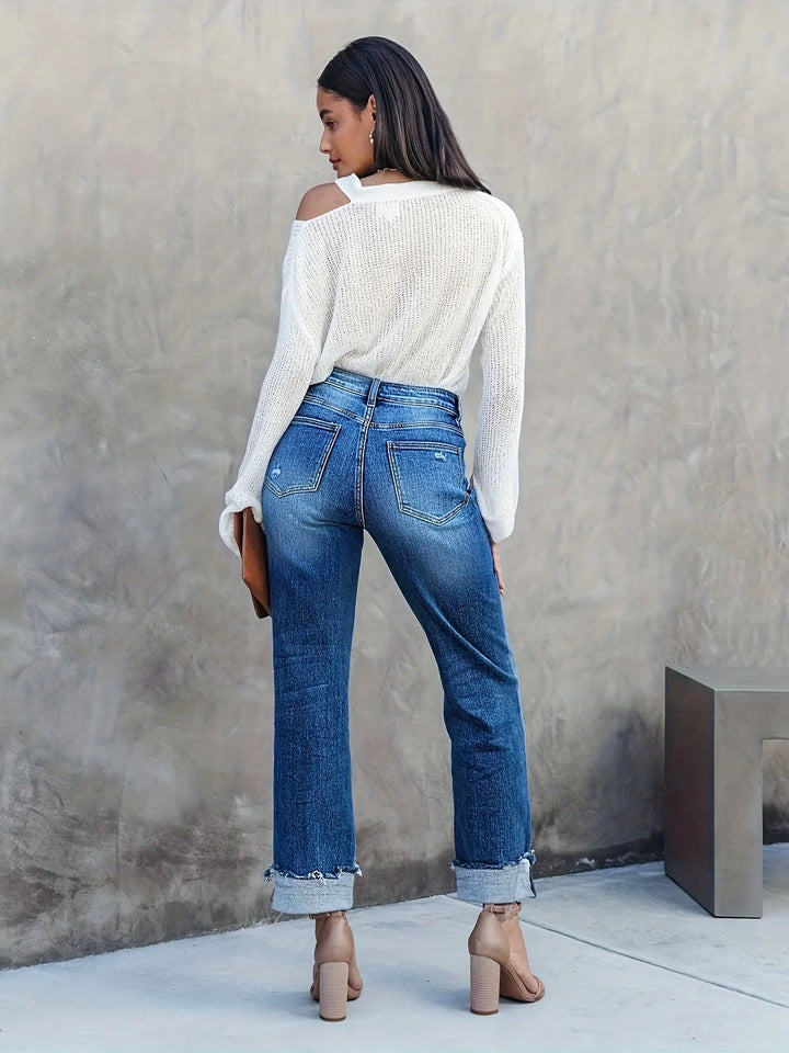 Jeans da donna asimmetrici a gamba dritta