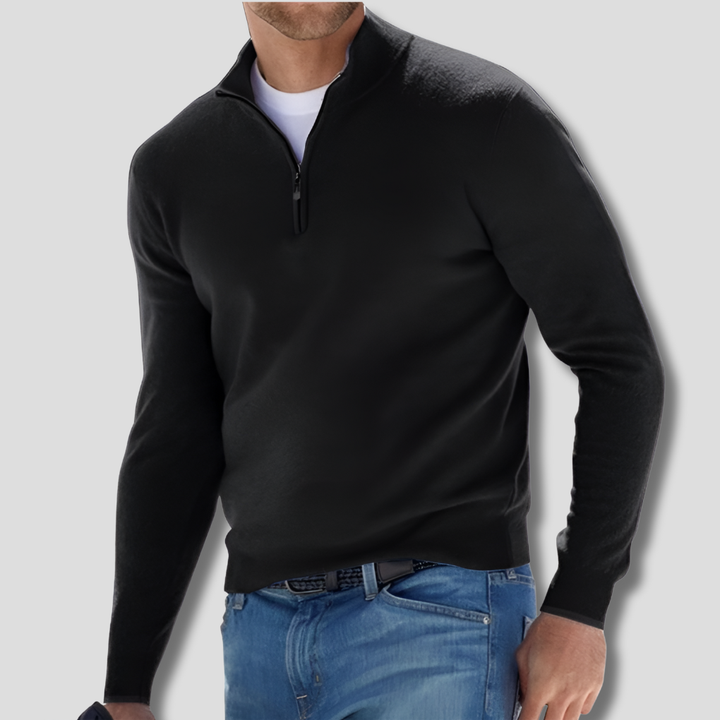 Maglione in Cotone con Collo a Zipper per Uomini