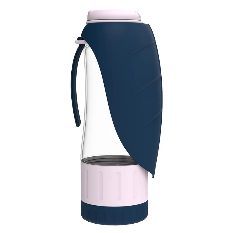Bottiglia Portatile per Acqua e Cibo per Cani con Design 2-in-1