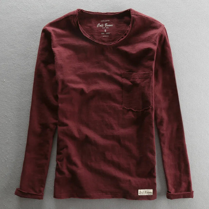 Maglietta vintage in cotone a maniche lunghe con girocollo