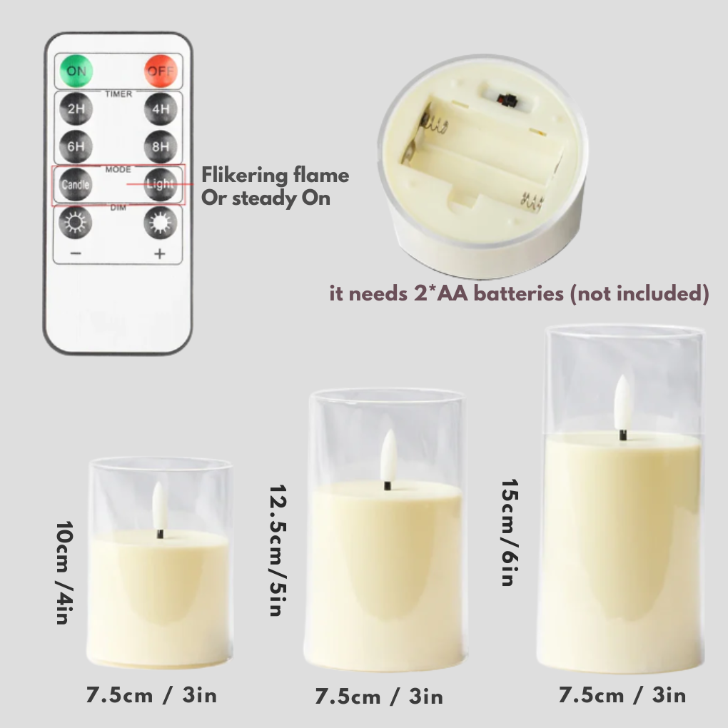 Set di Candele LED 3 Pezzi