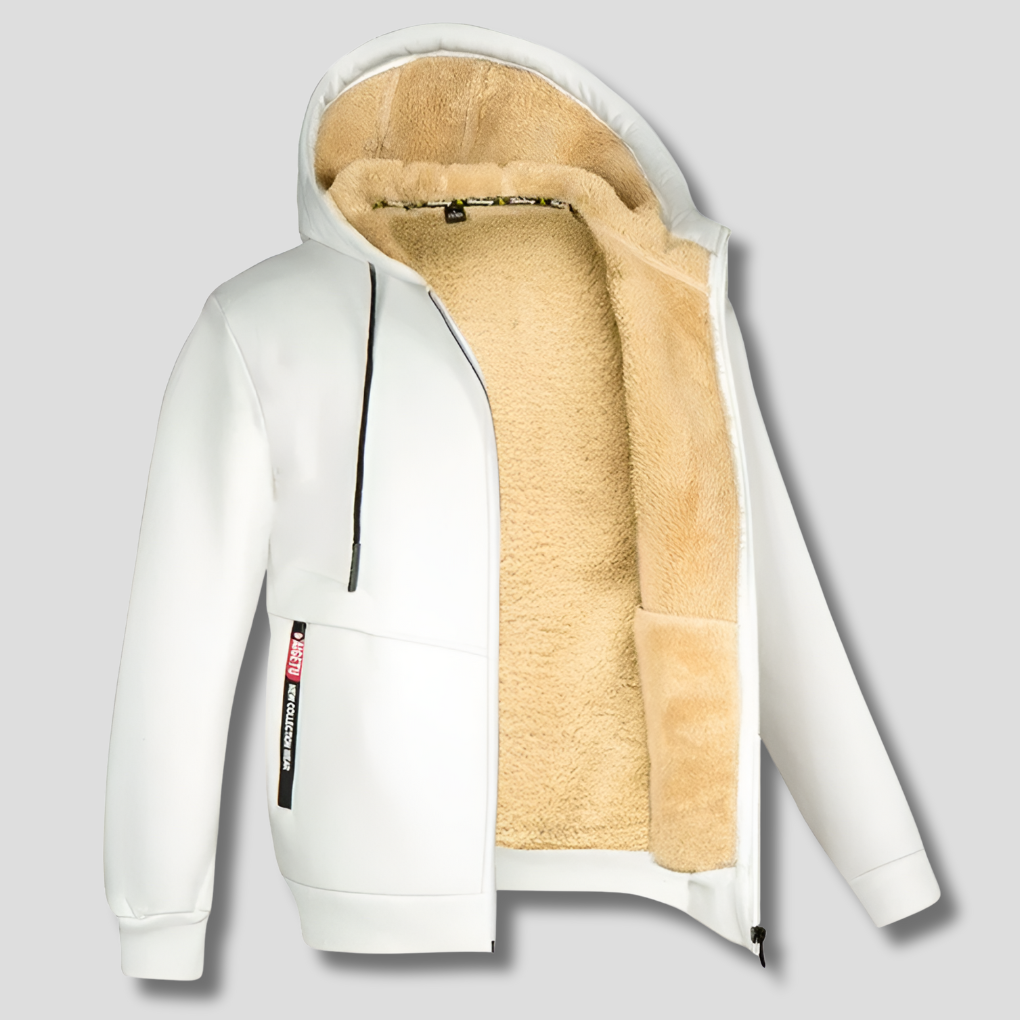 Felpa Pullover con Fodera in Pelliccia per Uomini