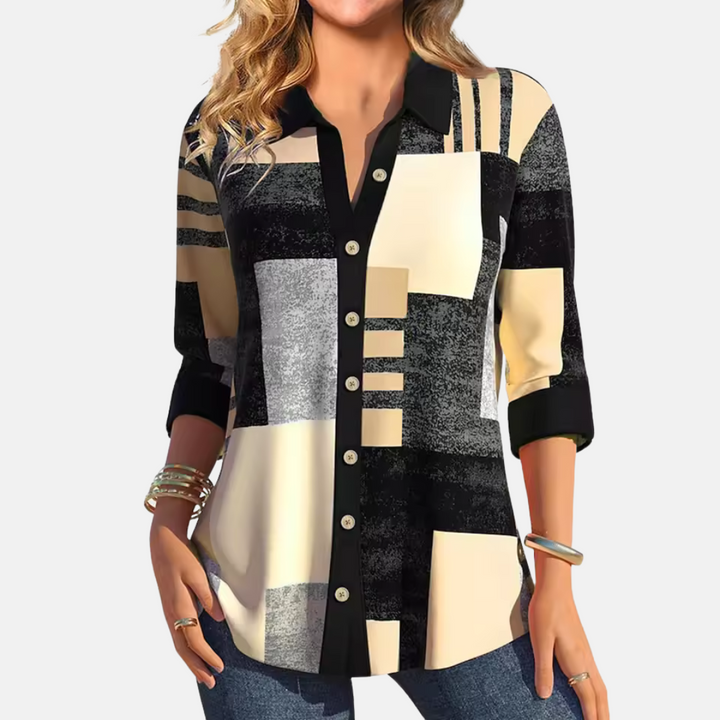 Blusa Casual Donna con Pattern a Check