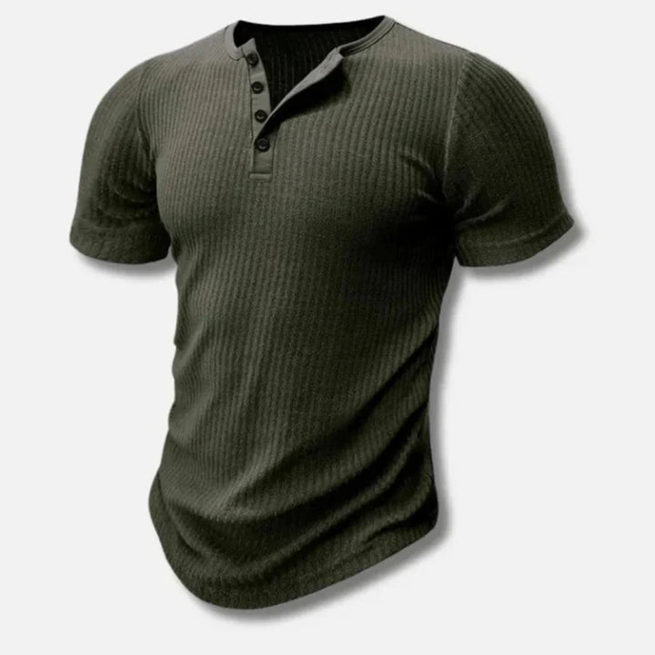Maglietta Henley Slim-Fit per Uomo con Chiusura a Bottone