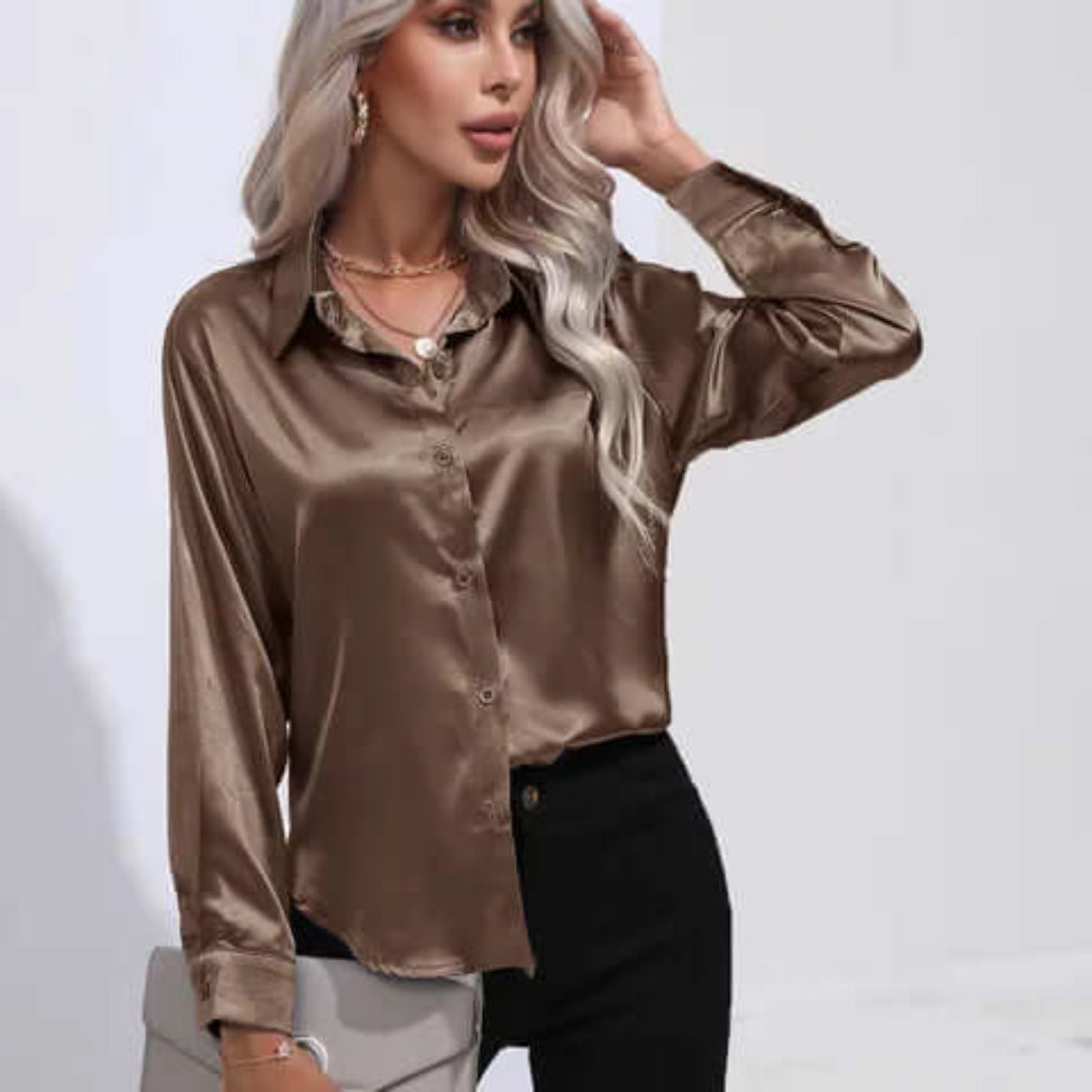 Blusa Lunga Morbida in Satin da Donna