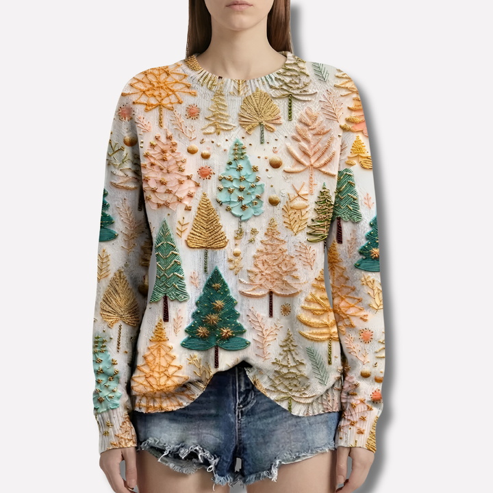 Maglione Stampa Albero di Natale Festivo