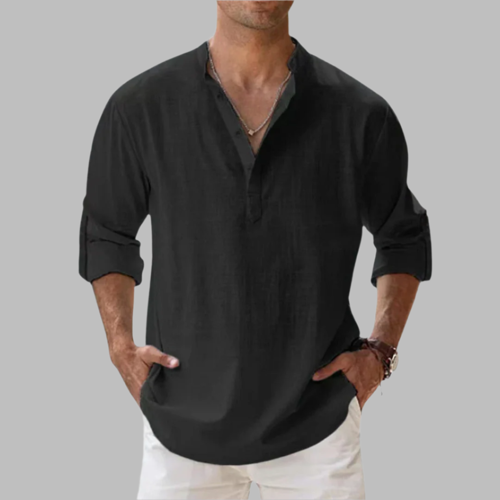 Camicia in lino dalla vestibilità comoda da uomo
