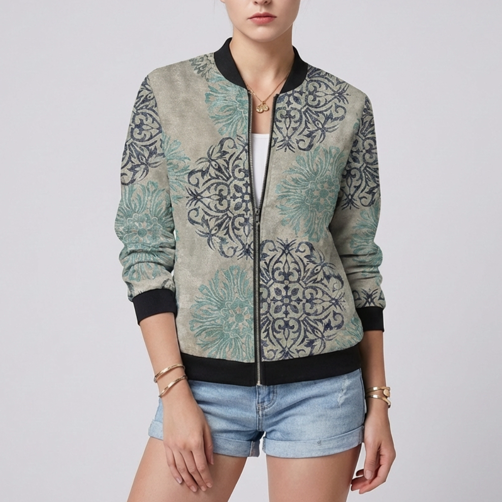 Design Floreale con Giacca Stampata per Donne