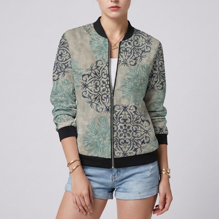 Design Floreale con Giacca Stampata per Donne