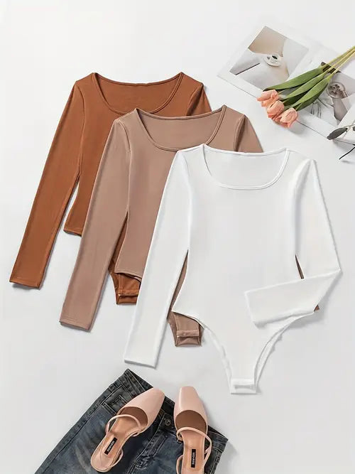 Body a maniche lunghe da donna, set da 3