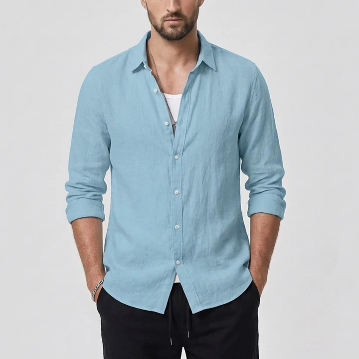 Camicia Vintage con Collo Abbassato per Uomini