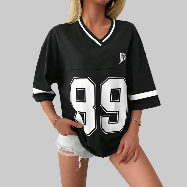 Maglietta Oversize Casual Baseball/Football per Donne