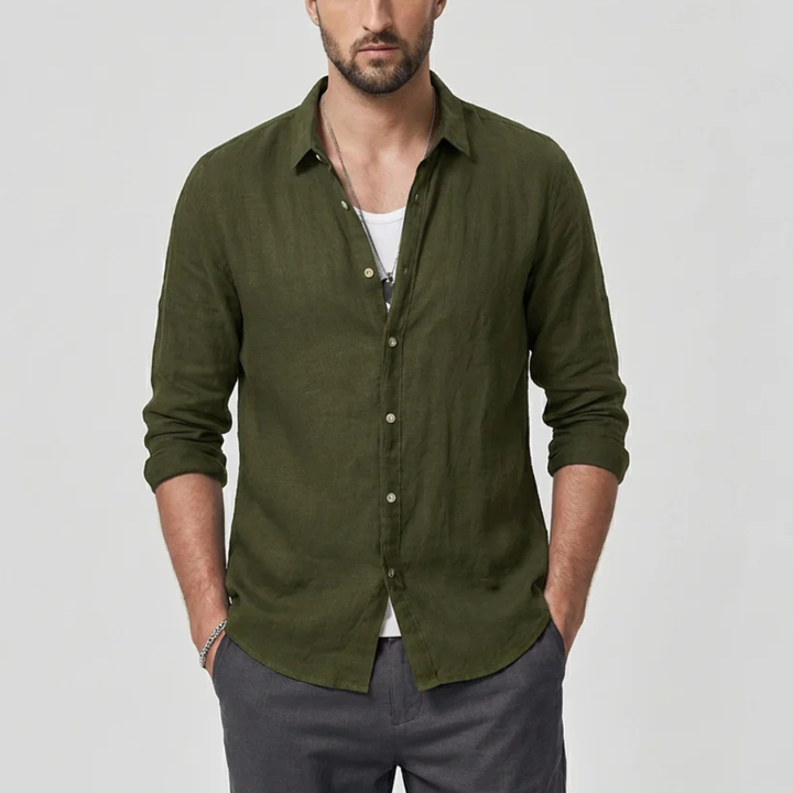Camicia Vintage con Collo Abbassato per Uomini