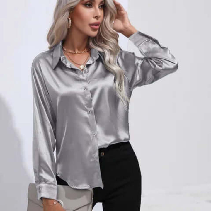 Blusa Lunga Morbida in Satin da Donna