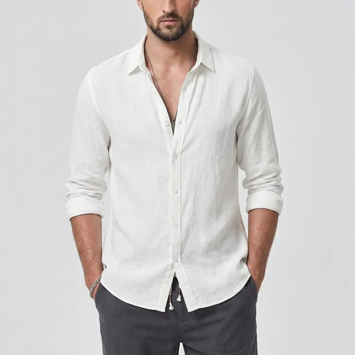 Camicia Vintage con Collo Abbassato per Uomini