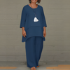 Completo due pezzi in lino da donna