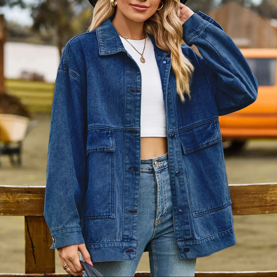 Giacca in Denim Classica Vintage per Donne