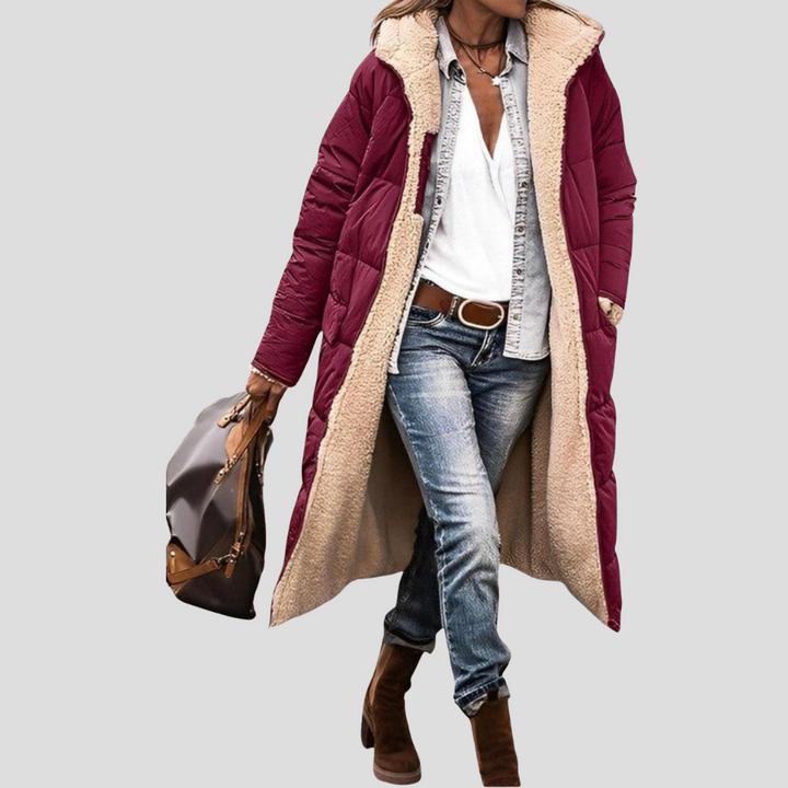 Cappotto Invernale Lungo Reversibile da Donna – Con Cappuccio e Fodera in Teddy