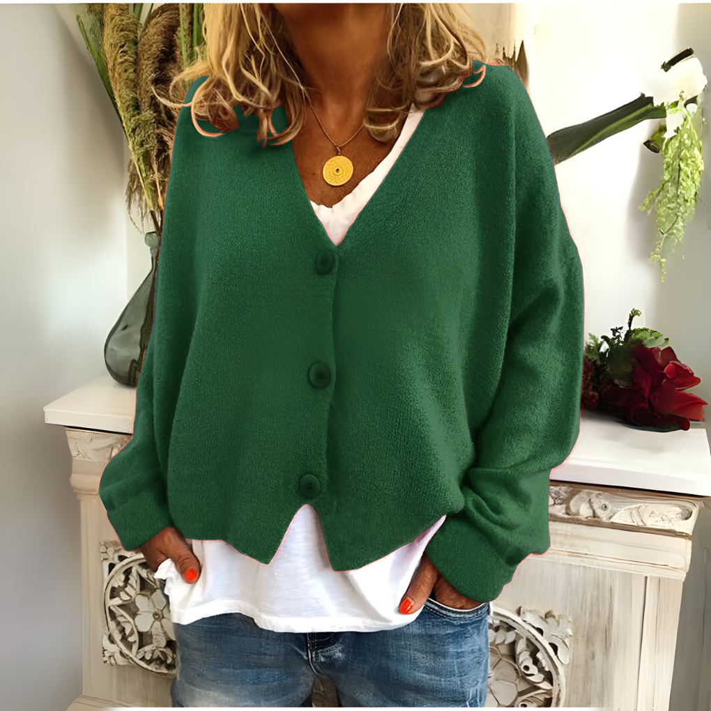 Cardigan morbido in maglia con scollo a V da donna