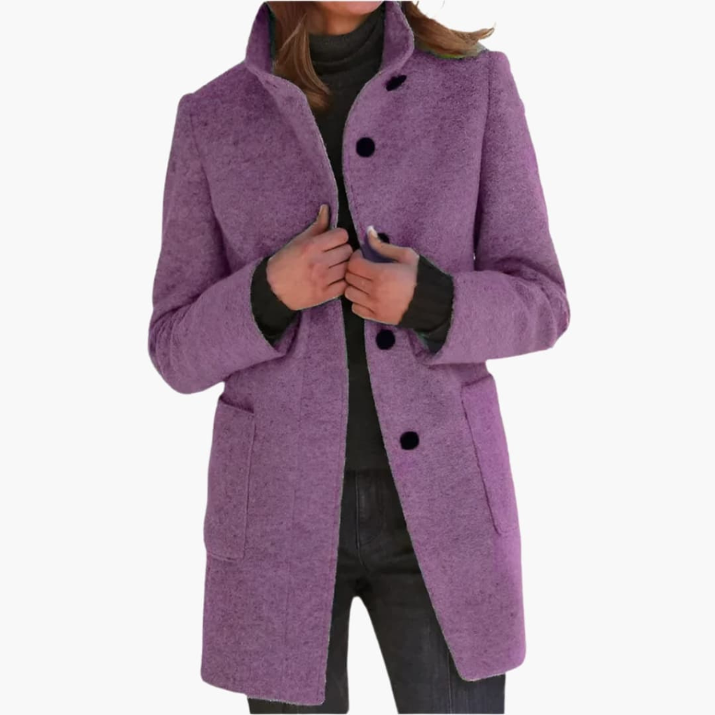 Cappotto da Donna con Collo Alto e Tasche