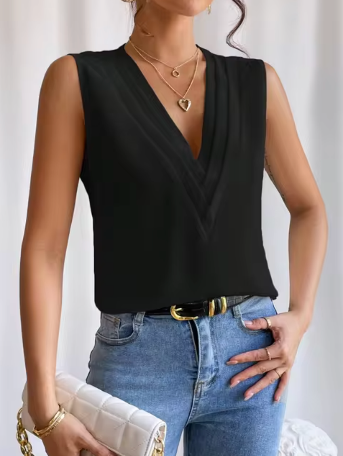 Violetta – Top smanicato con scollo a V da donna