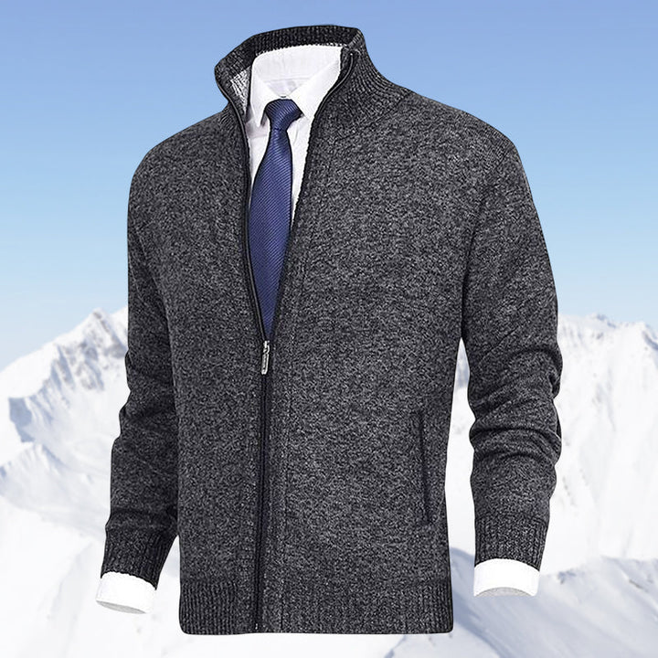 Cardigan lavorato a maglia con zip, colletto e tasche
