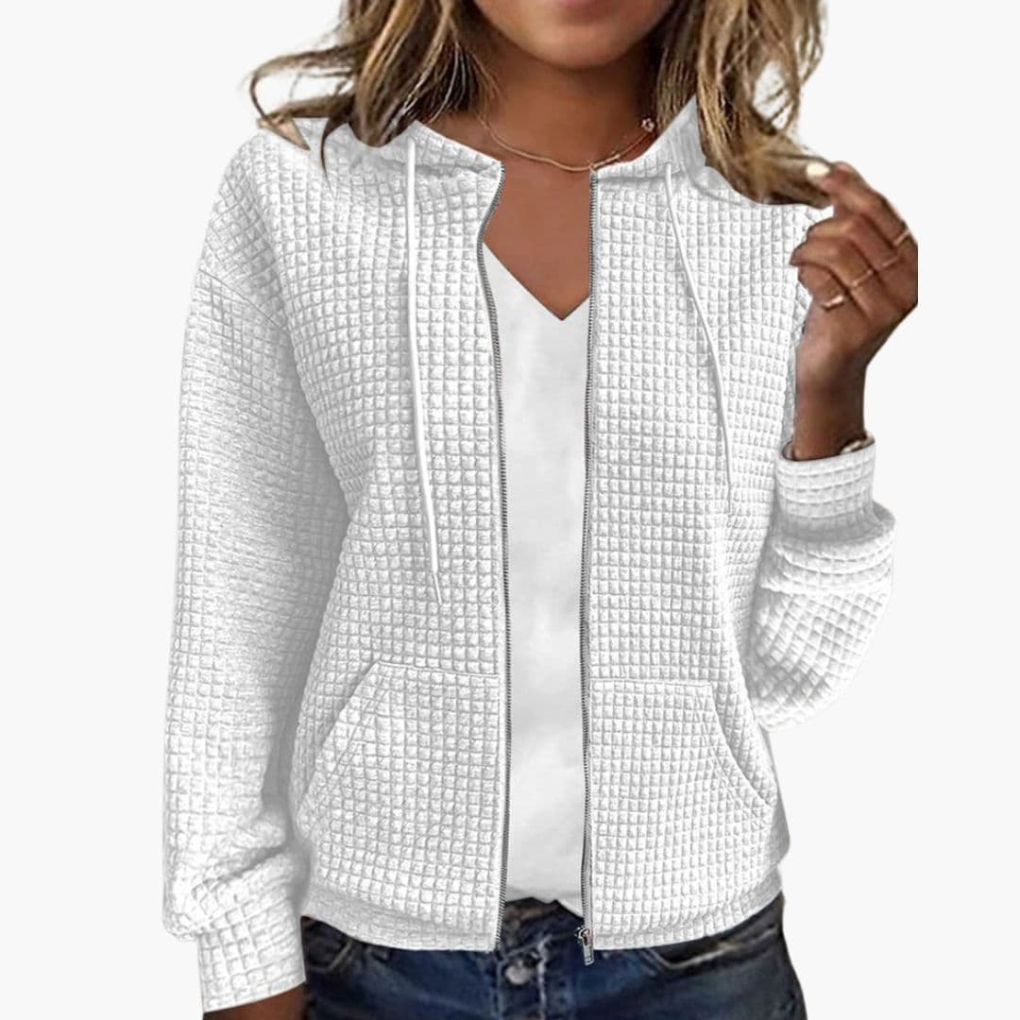 Felpa con zip da donna con cappuccio regolabile