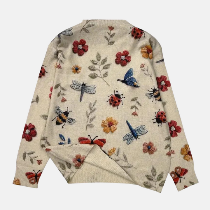 Maglione lavorato a maglia con motivo floreale 3D