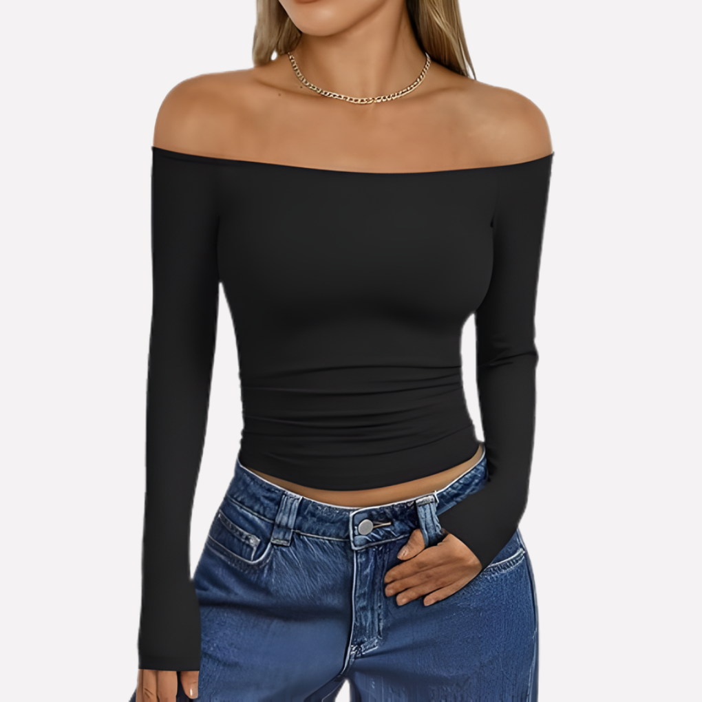 Top a spalle scoperte da donna con maniche lunghe