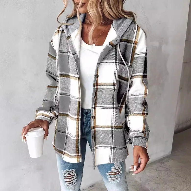 Giacca Hooded a Quadrati per Donne