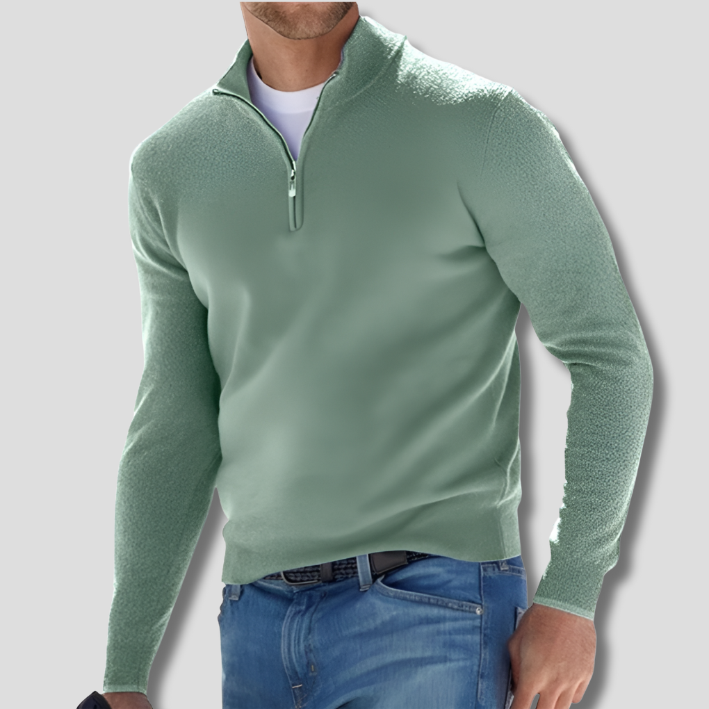 Maglione in Cotone con Collo a Zipper per Uomini