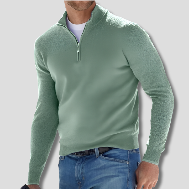 Maglione in Cotone con Collo a Zipper per Uomini