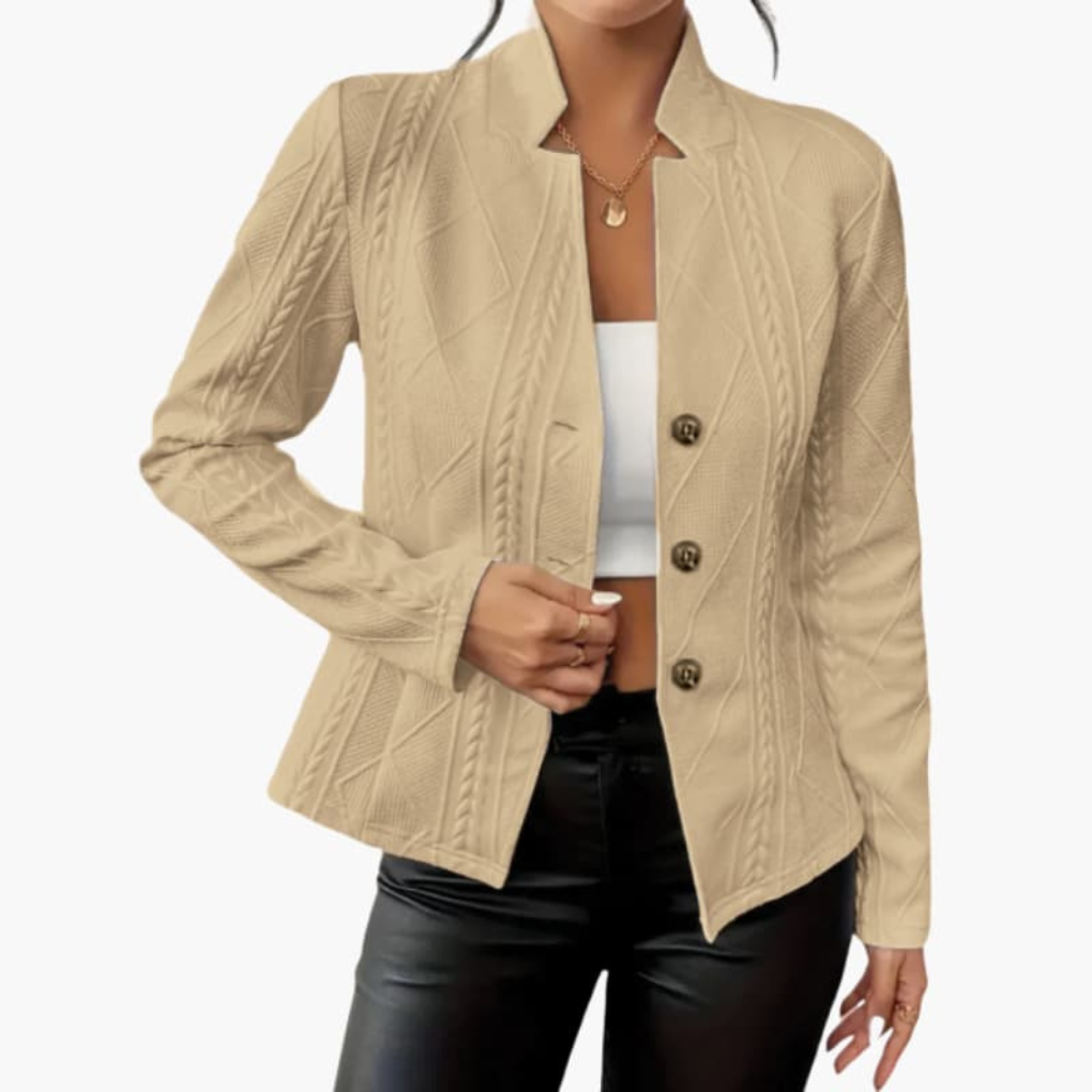 Blazer da Donna con Collo a Revers e Chiusura a Bottone
