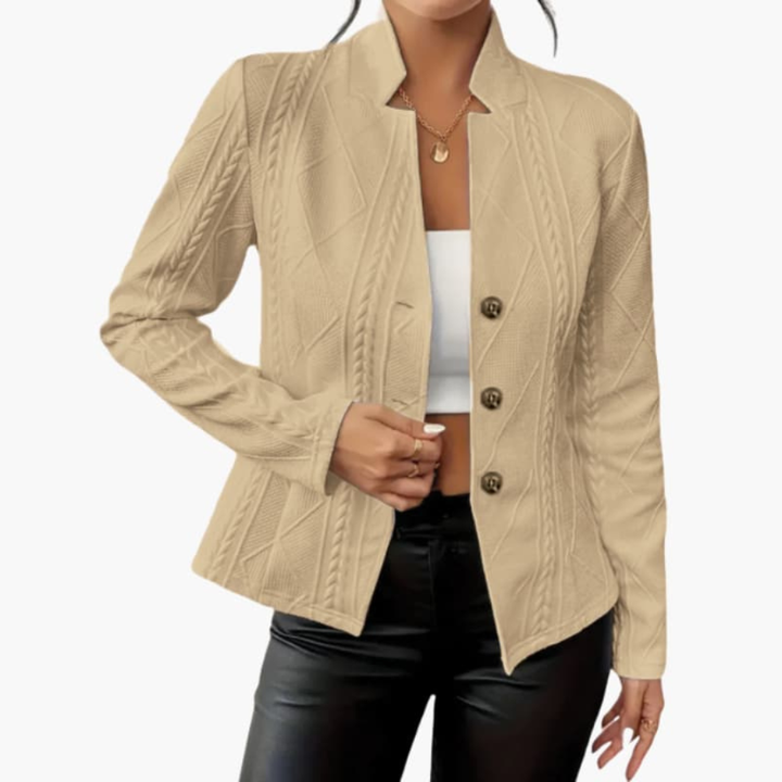 Blazer da Donna con Collo a Revers e Chiusura a Bottone