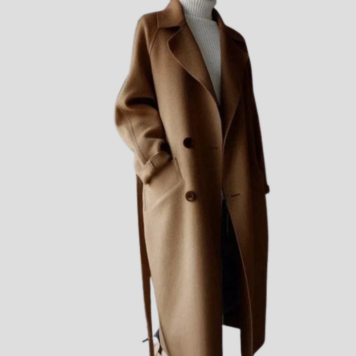 Cappotto Lungo Simile Lana per Donna – Strato Elegante per Giorni Freddi