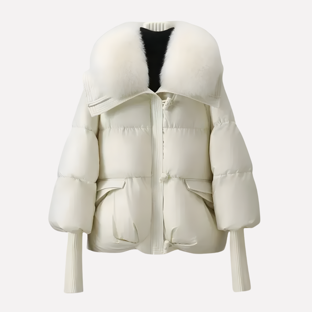 Giacca Puffer da Donna con Collo in Pelliccia Finta