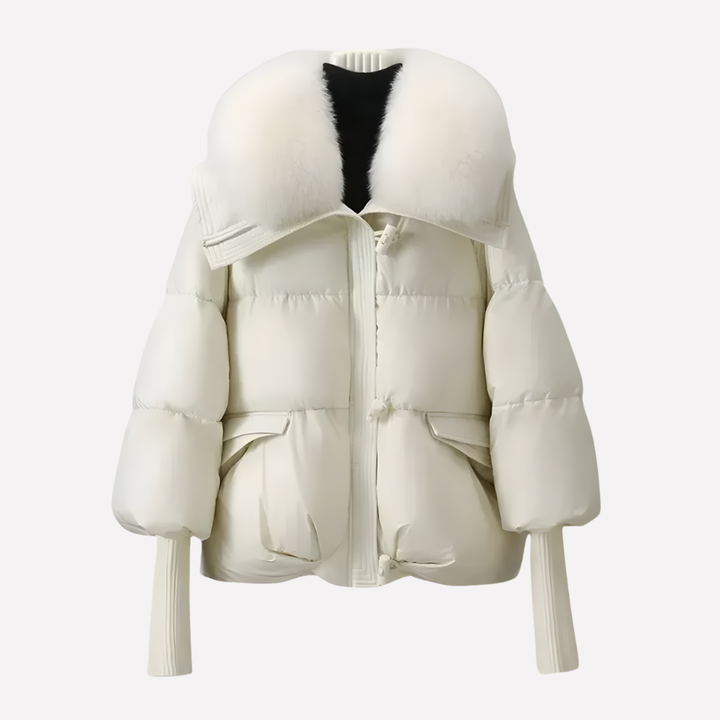 Giacca Puffer da Donna con Collo in Pelliccia Finta