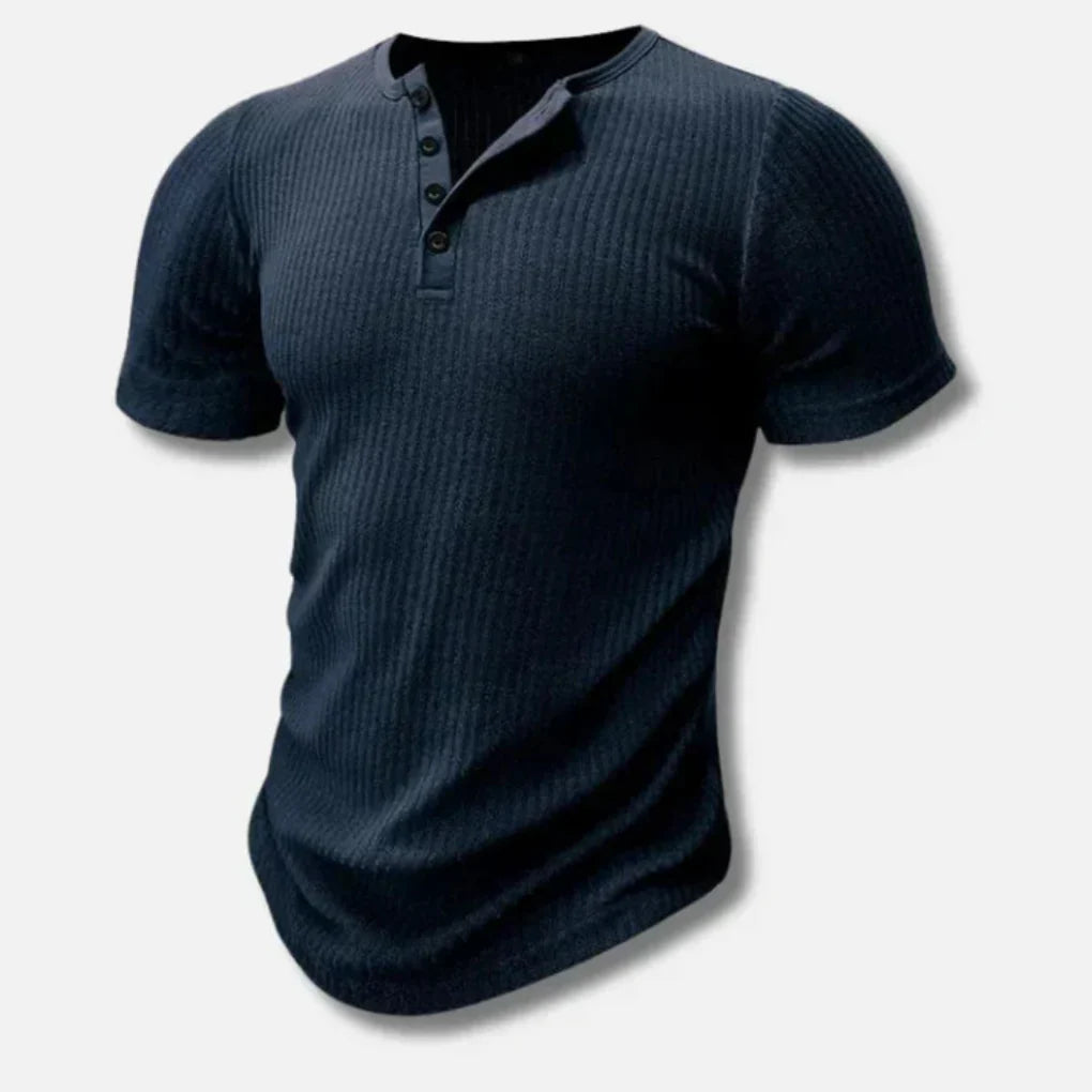 Maglietta Henley Slim-Fit per Uomo con Chiusura a Bottone