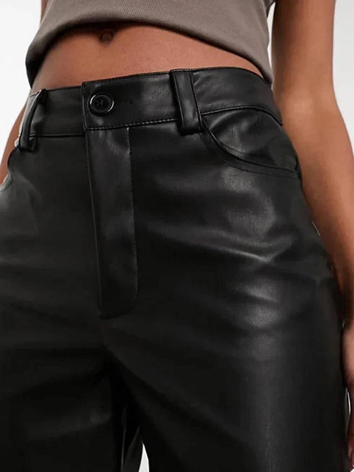 Pantaloni in pelle a vita alta SleekEdge da donna