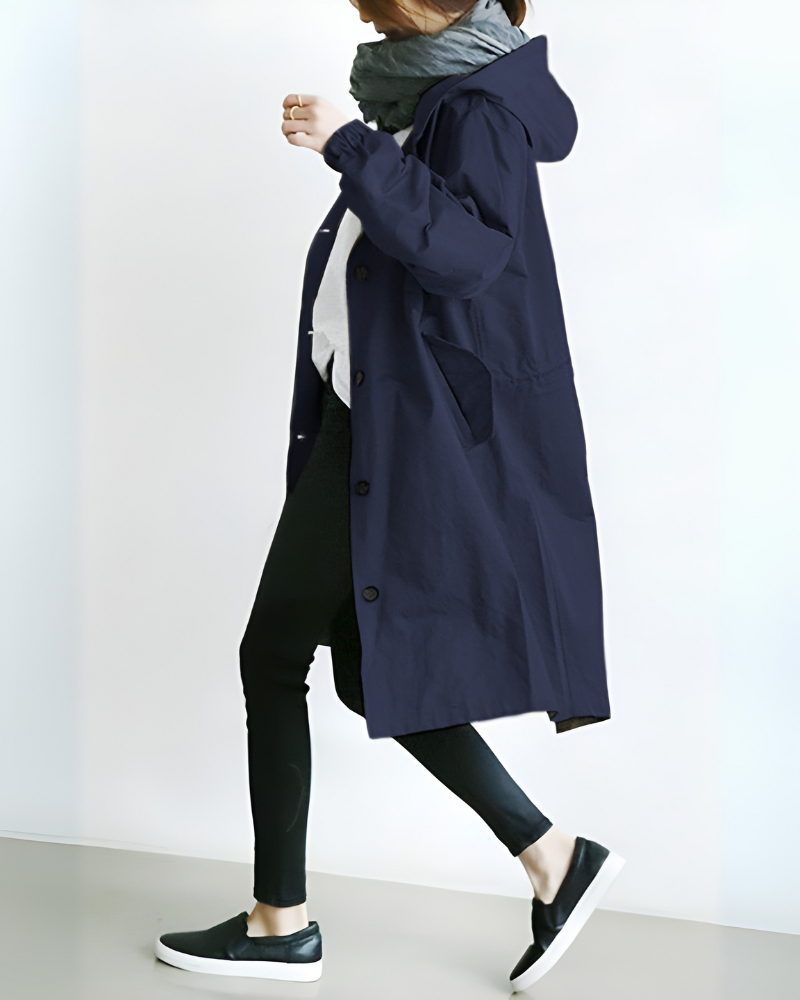 Trench classico con cappuccio da donna