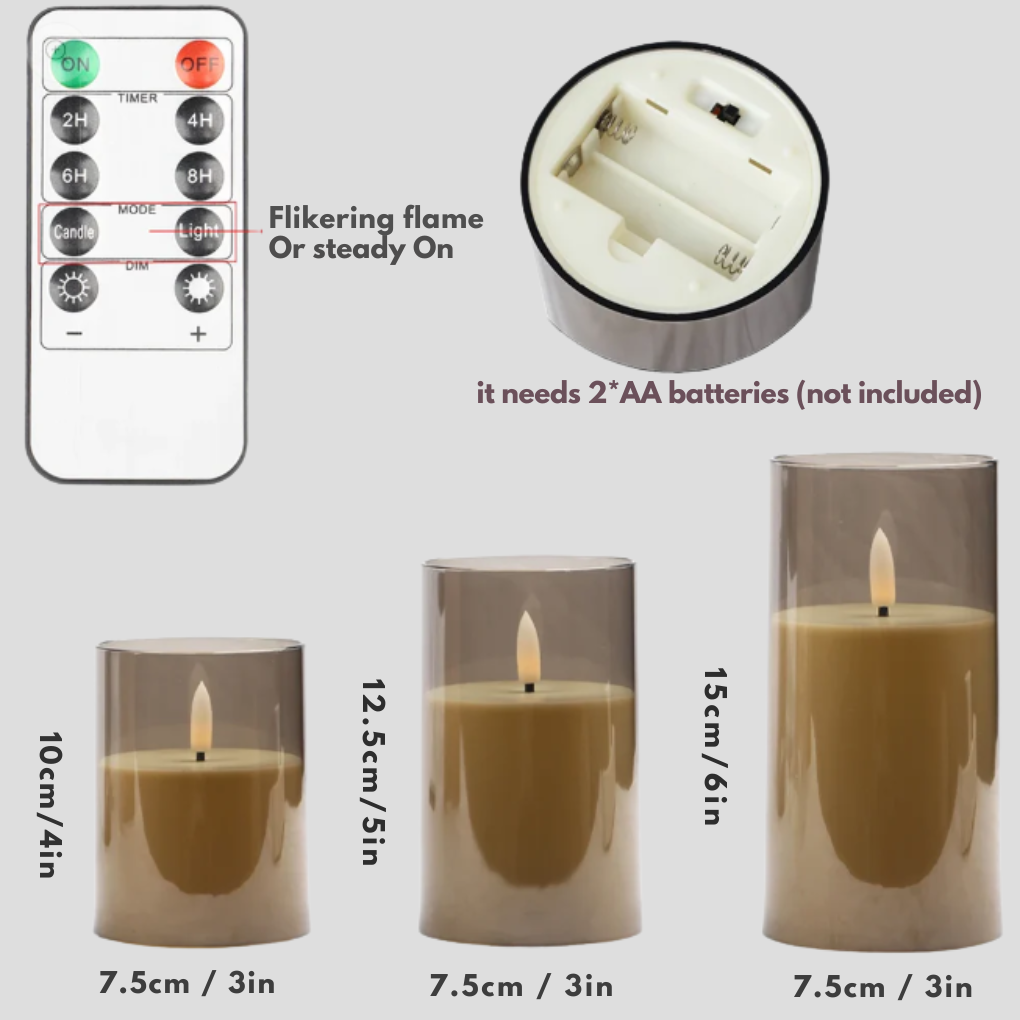 Set di Candele LED 3 Pezzi