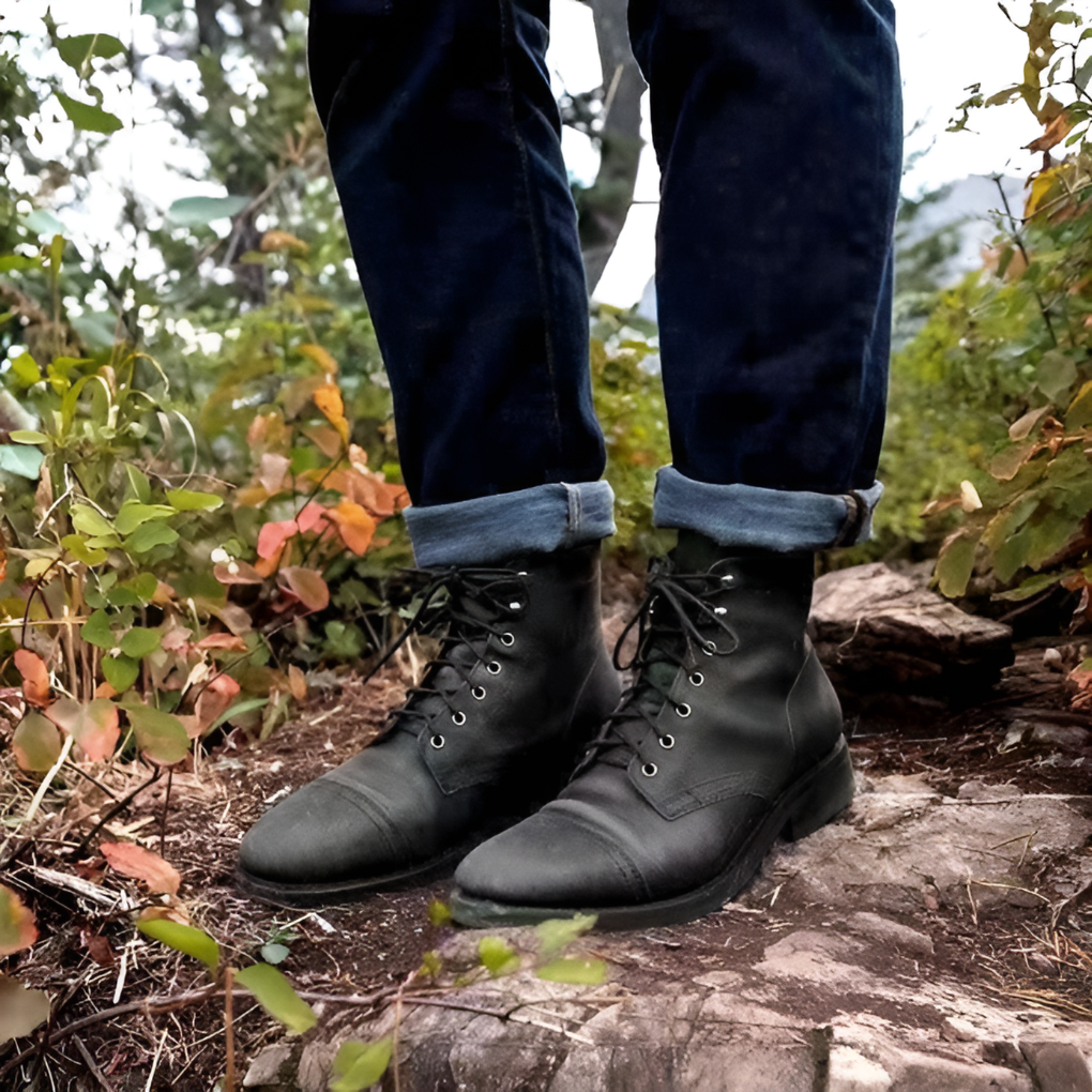 Daxel – Stivaletti stringati vintage da uomo