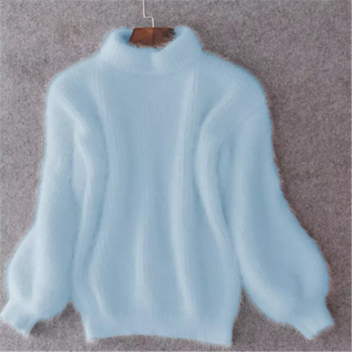 Maglia in Mohair con Collo Alto