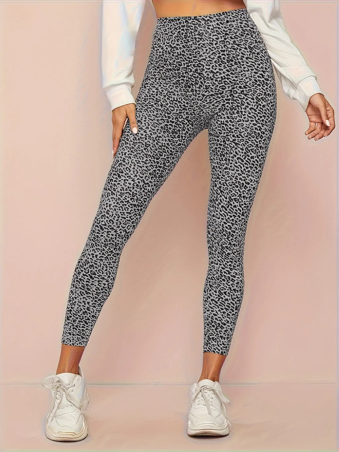 Leggings a vita alta leopardati da donna