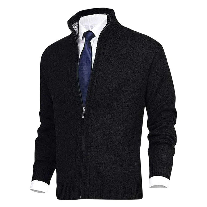 Cardigan lavorato a maglia con zip, colletto e tasche