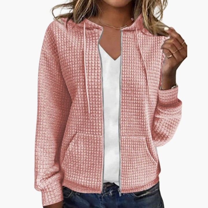 Felpa con zip da donna con cappuccio regolabile