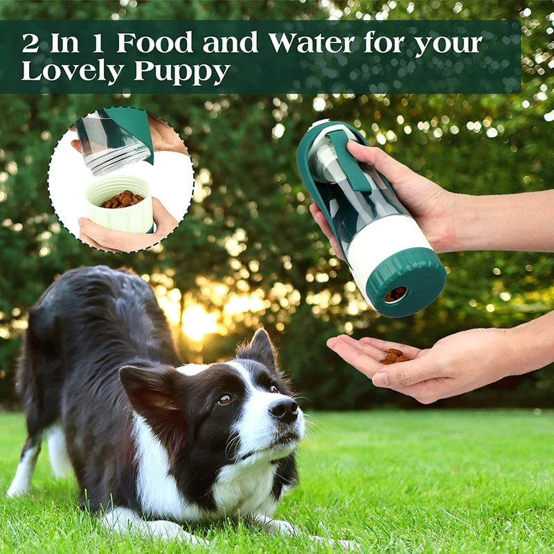 Borraccia portatile 2 in 1 per cani con contenitore per cibo