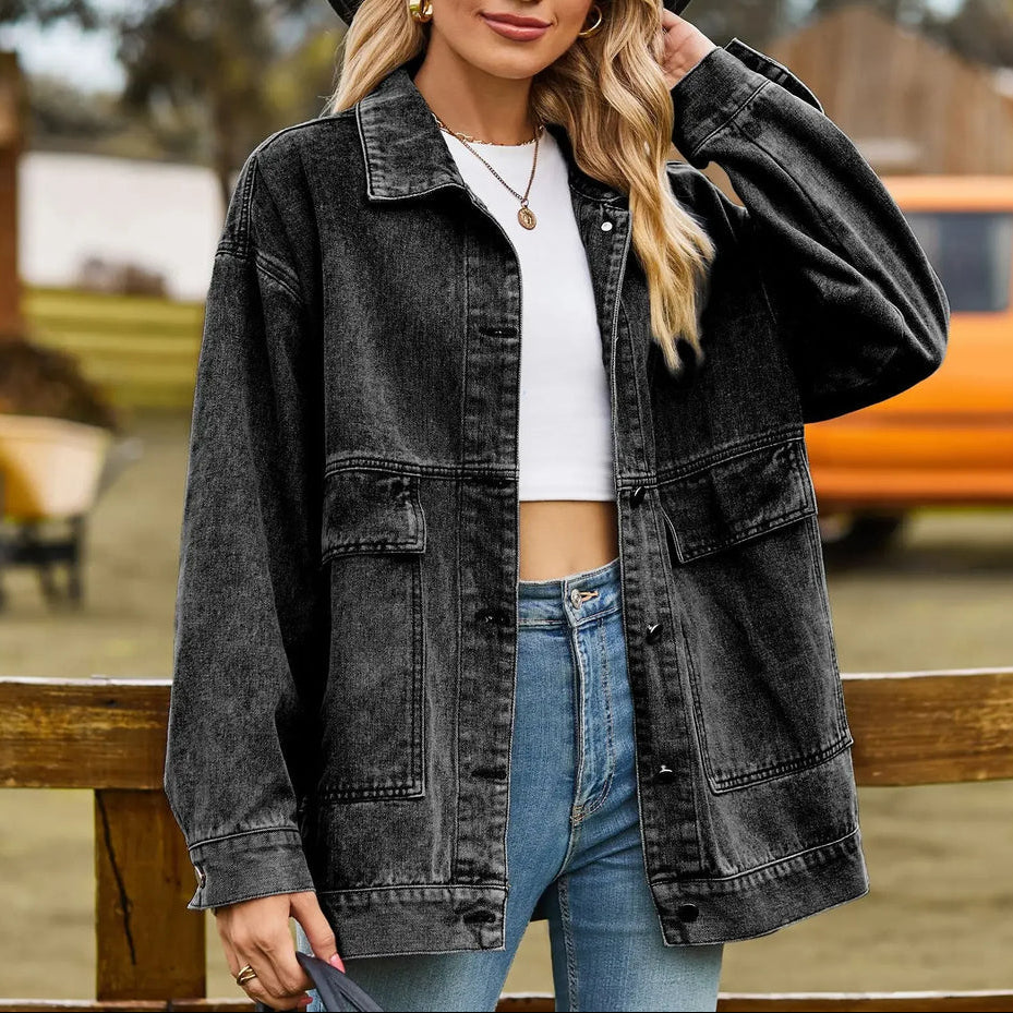Giacca in Denim Classica Vintage per Donne